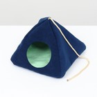 Подвесной домик для грызунов "Юрта", мебельная ткань ,флис, 20 х 20 см, синий - фото 37457675