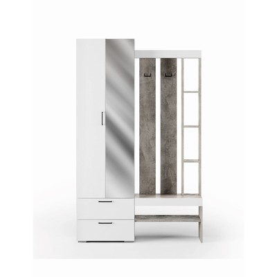 Прихожая в коридор «Торонто 1», 1300×350×2100 мм, цвет ателье светлый/белый