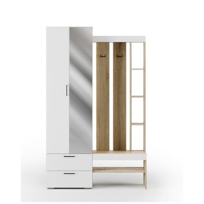 Прихожая в коридор «Торонто 1», 1300×350×2100 мм, цвет дб сонома/белый