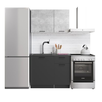 Кухонный гарнитур прямой для маленькой кухни Simple, без столешницы, 1000 мм, цвет ателье светлый/антрацит