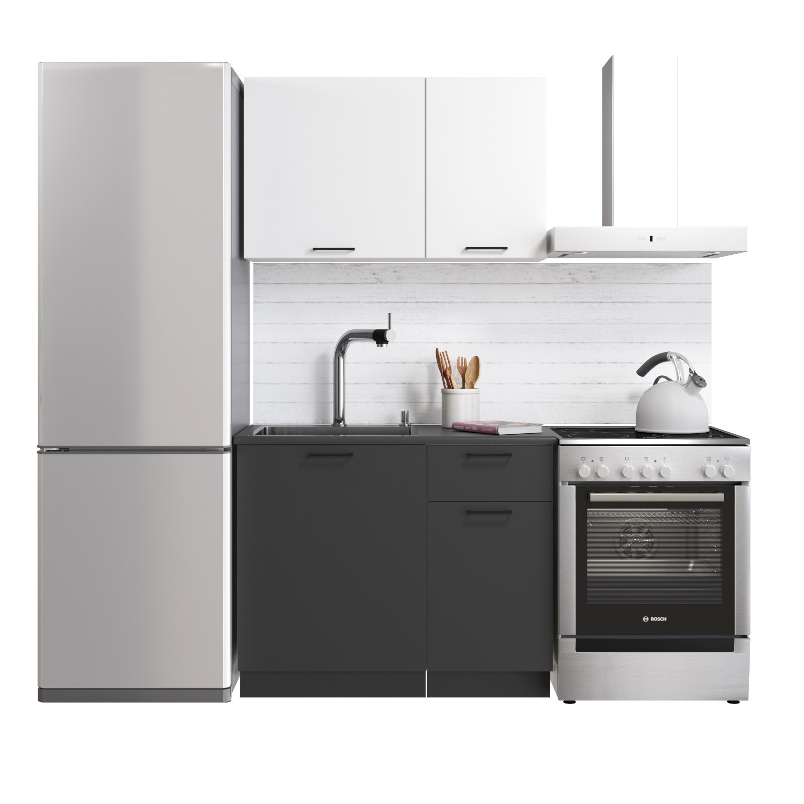 Кухонный гарнитур Simple 1000 без столешницы, Белый/Антрацит (9892793 ...