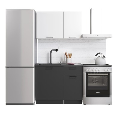 Кухонный гарнитур прямой для маленькой кухни Simple, без столешницы, 1000 мм, цвет белый/антрацит