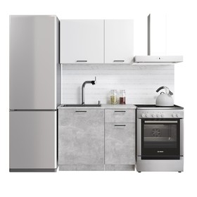 Кухонный гарнитур Simple 1000 без столешницы, Белый/Ателье светлый