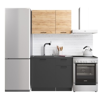 Кухонный гарнитур прямой для маленькой кухни Simple, без столешницы, 1000 мм, цвет дуб золотой крафт/антрацит