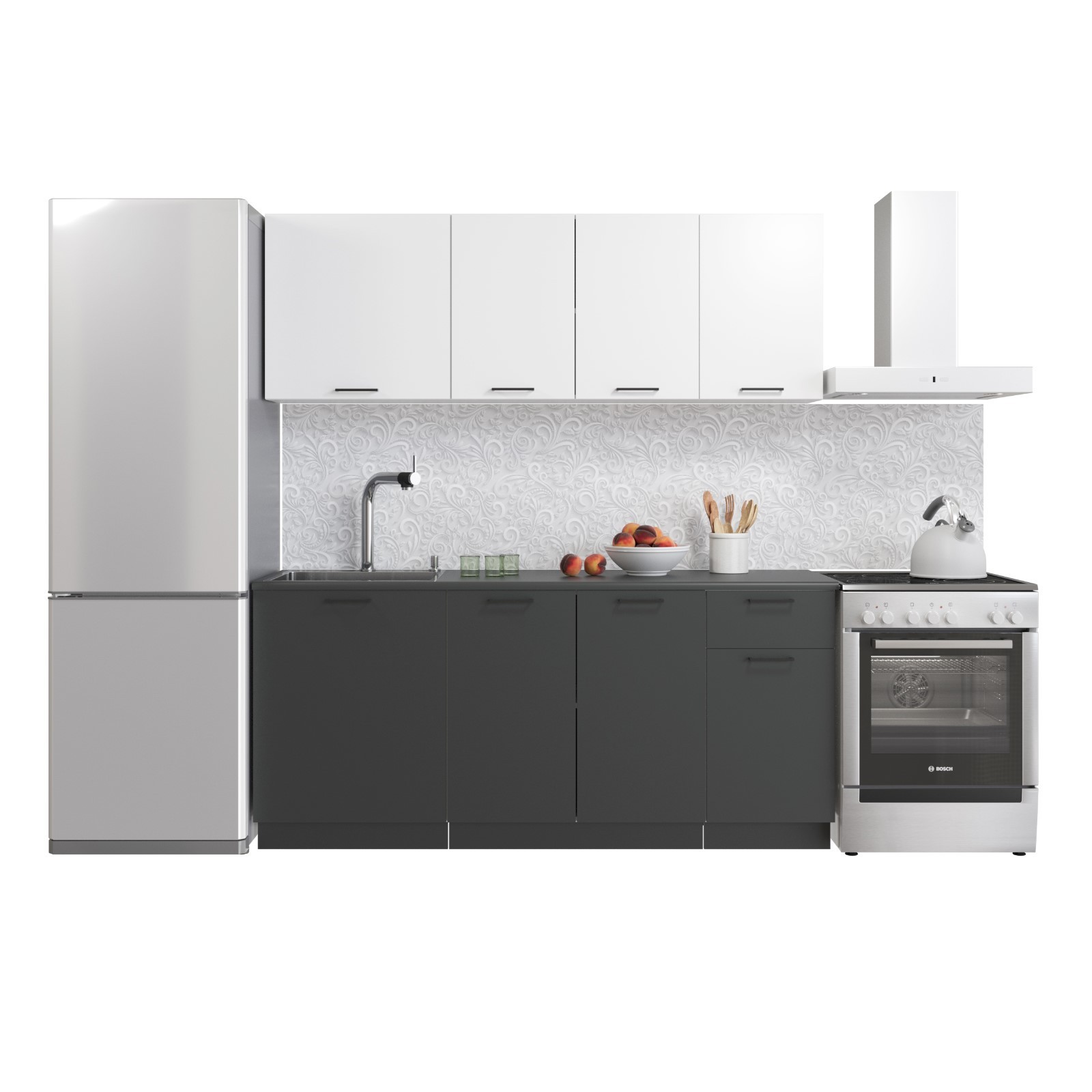 Кухонный гарнитур Simple 1800 без столешницы, Белый/Антрацит (9892798 ...