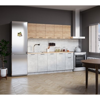 Кухонный гарнитур прямой Simple, без столешницы, 2000 мм, цвет дуб золотой крафт/ателье светлый