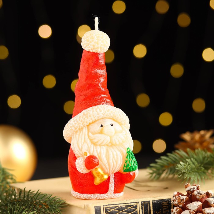 Свеча декоративная "Сказочный Санта", 5,7х5,8х13,2 см, красный - Фото 1