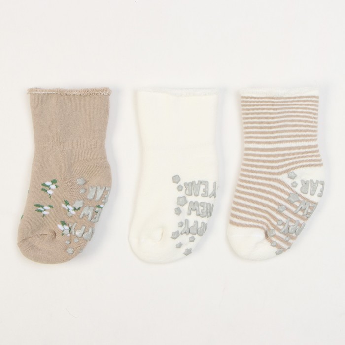 Набор махровых носков 3 пары Крошка Я Flowers 10-12 см - Фото 1