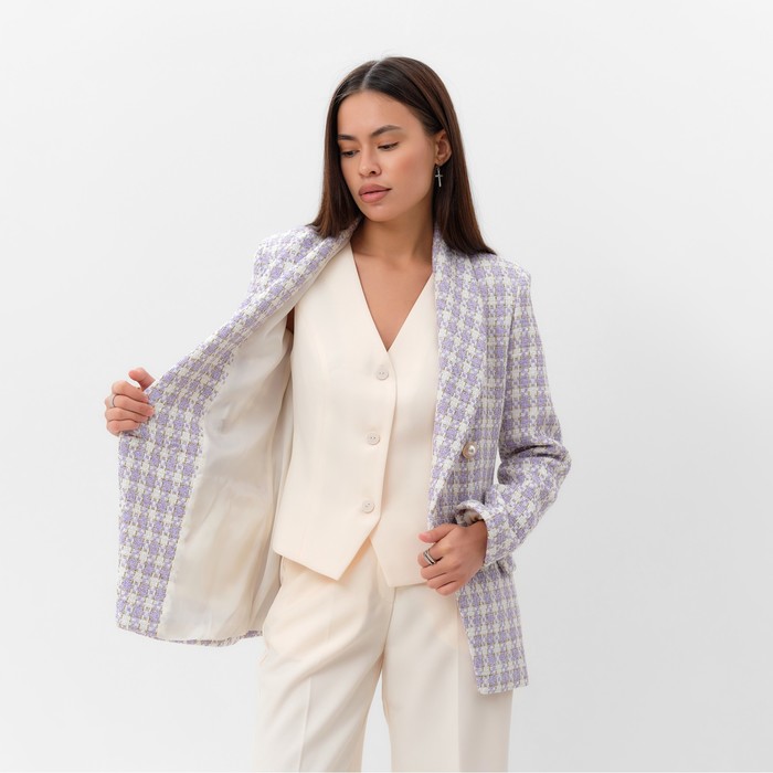 Пиджак твидовый двубортный MIST р. 44. лиловый 65276