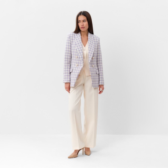 Пиджак твидовый двубортный MIST р. 44. лиловый 65276