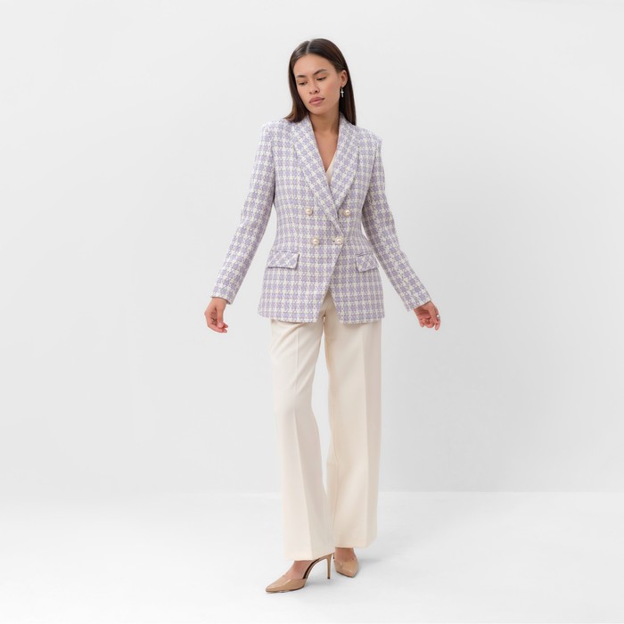 Пиджак твидовый двубортный MIST р. 48. лиловый 65278