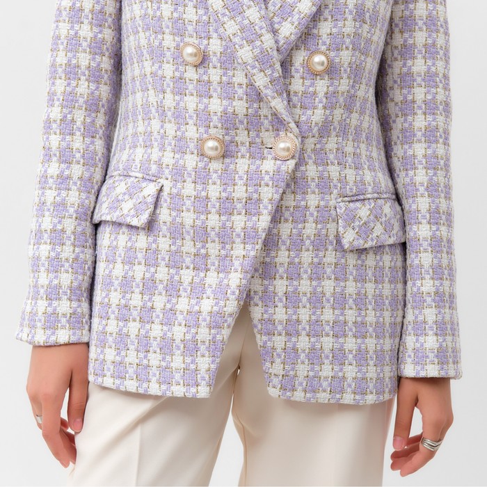 Пиджак твидовый двубортный MIST р. 48. лиловый 65278