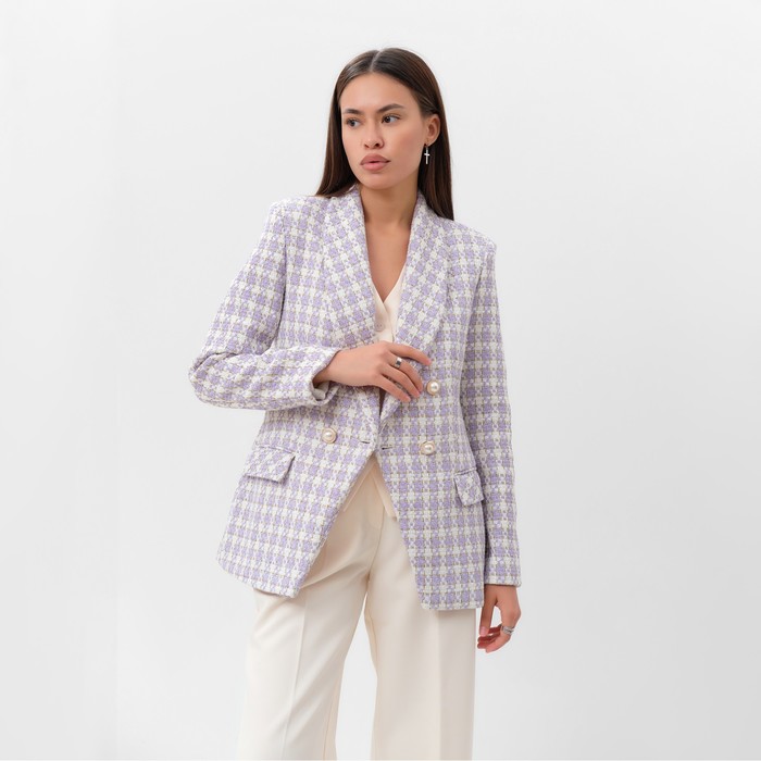 Пиджак твидовый двубортный MIST р. 48. лиловый 65278