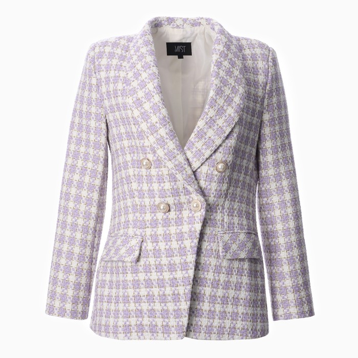 Пиджак твидовый двубортный MIST р. 48. лиловый 65278