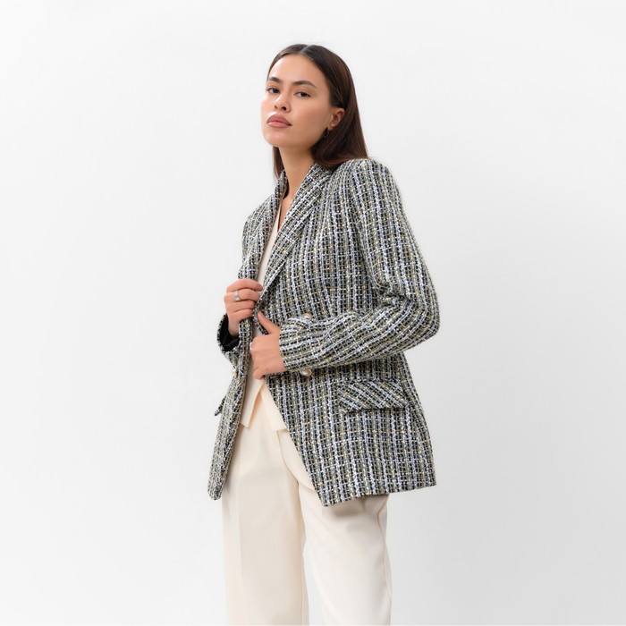 Пиджак твидовый двубортный MIST р. 46. синий 65286