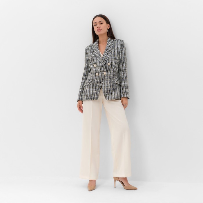 Пиджак твидовый двубортный MIST р. 46. синий 65286