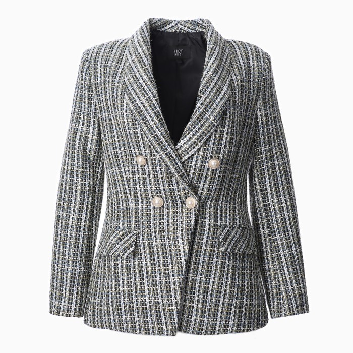 Пиджак твидовый двубортный MIST р. 48. синий 65287