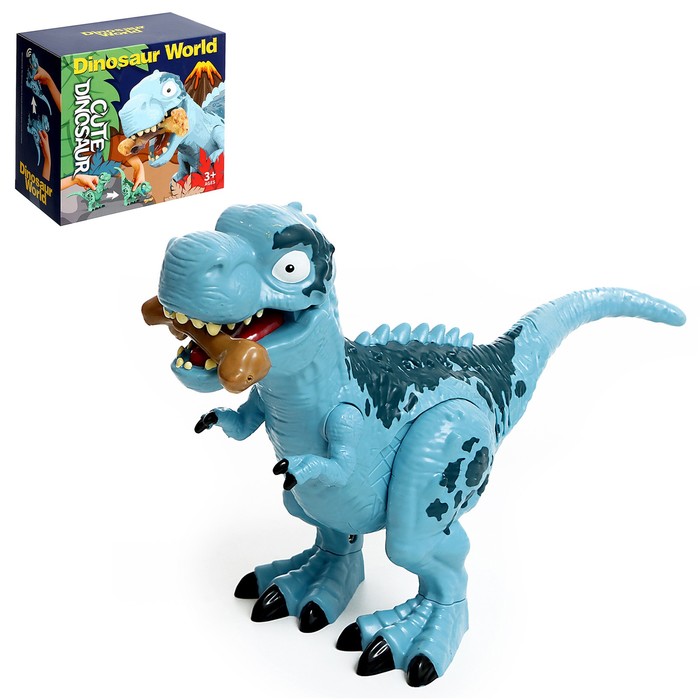 Динозавр «Рекс», с косточкой, работает от батареек, свет и звук, цвет синий - фото 1910724251