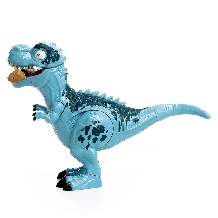 Динозавр "Рекс" с косточкой, работает от батареек, свет и звук, цвет синий