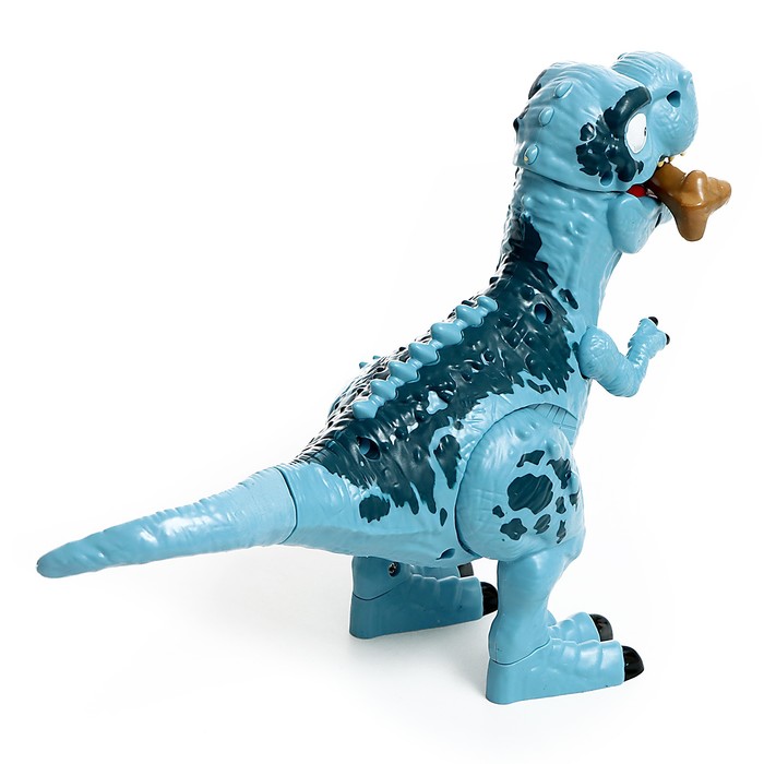 Динозавр «Рекс», с косточкой, работает от батареек, свет и звук, цвет синий - фото 1910724253