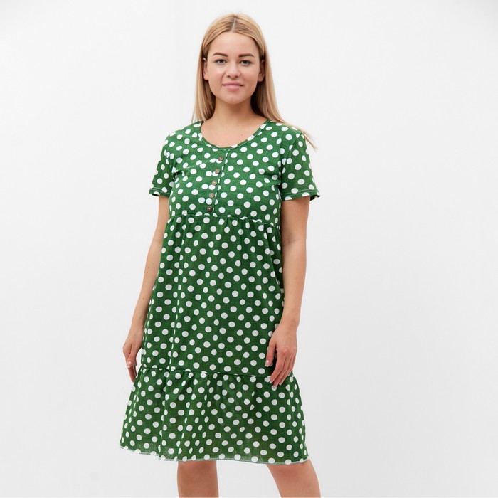 Платье женское в горох, цвет зелёный, размер 48 - Фото 1