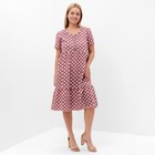 Платье женское в горох, цвет кофейный, размер 52 - Фото 2