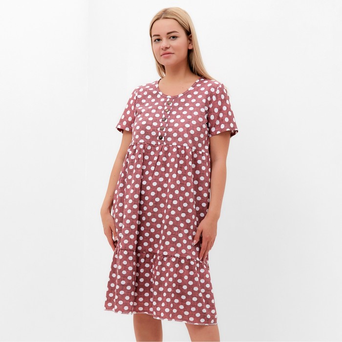 Платье женское в горох, цвет кофейный, размер 58 - Фото 1