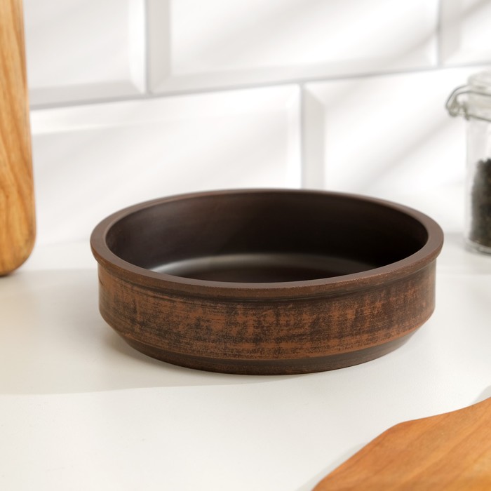 Жаровня «Гладь», 650 мл. d=15 см, красная глина - Фото 1