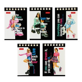 Блокнот А7, 40 листов на гребне "Zoomer-girl", обложка мелованный картон, блок: тонированный 60 г/м², МИКС