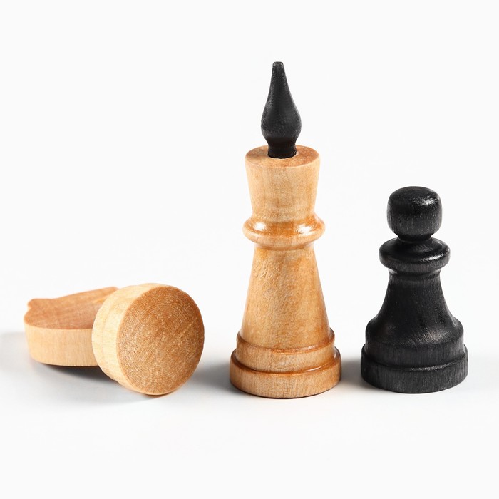 Настольная игра 3 в 1 "Классика": нарды, шахматы, шашки, доска 40 х 40 см - фото 1887192382