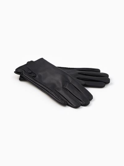 Перчатки женские с пуговками, безразмерные, без утеплителя, чёрные