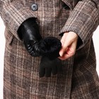 Перчатки женские, безразмерные, без утеплителя, чёрные, дизайн ромбики - Фото 5