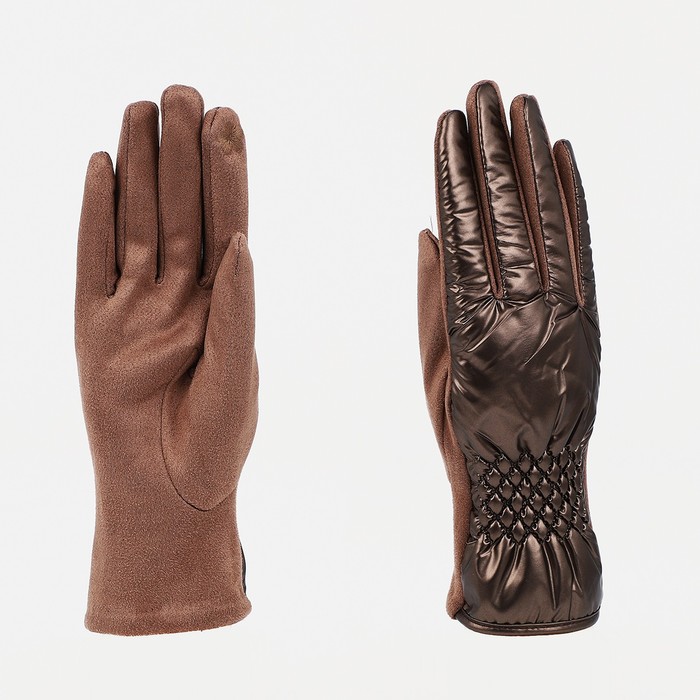 Перчатки женские, безразмерные, с утеплителем, цвет коричневый - Фото 1