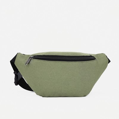 Поясная сумка на молнии, однотонная, 30×6×12 см, хаки