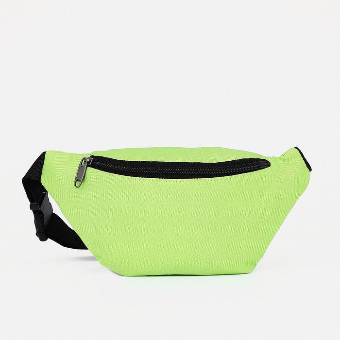 Поясная сумка на молнии, наружный карман, цвет салатовый - Фото 1