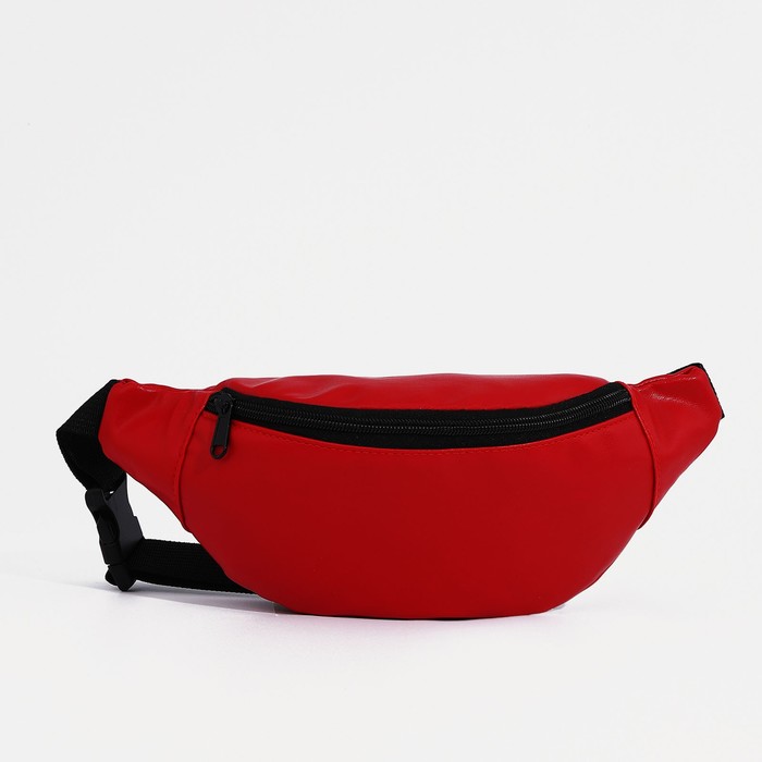 Поясная сумка на молнии, наружный карман, цвет красный - Фото 1