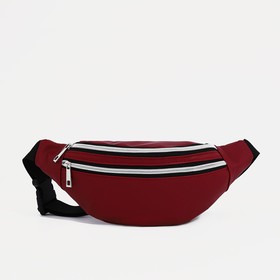 Поясная сумка на молнии, наружный карман, цвет бордовый