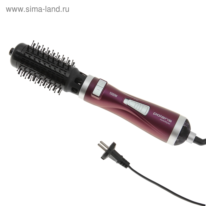 Фен-расческа Polaris PHS 1002, фуксия 1000Вт, 3 режима вращения - Фото 1