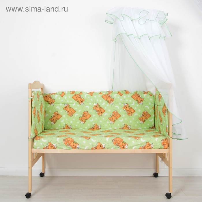 Комплект в кроватку "Мишка" (3 предмета), цвет зелёный, принт МИКС (арт. 10075) - Фото 1