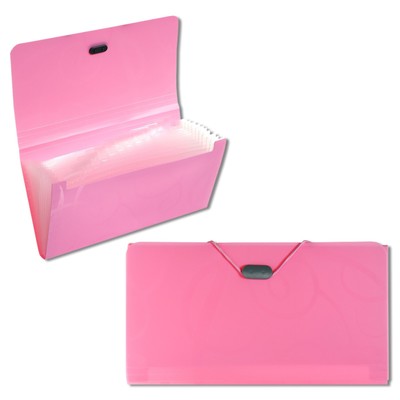Папка на резинке А65, 12 отделений, узоры розовая, пастель