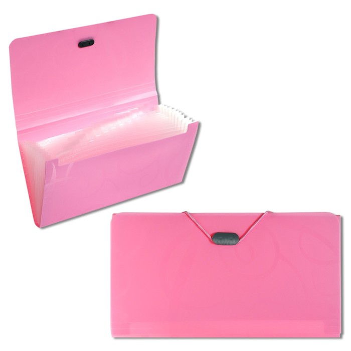 Папка на резинке А65, 12 отделений, узоры розовая пастель