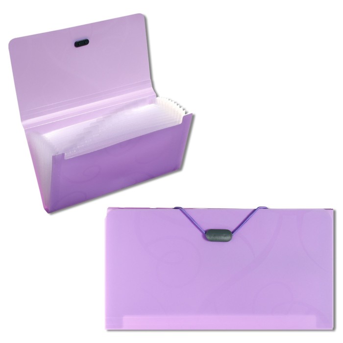 Папка на резинке А65, 12 отделений, узоры фиолетовая пастеь