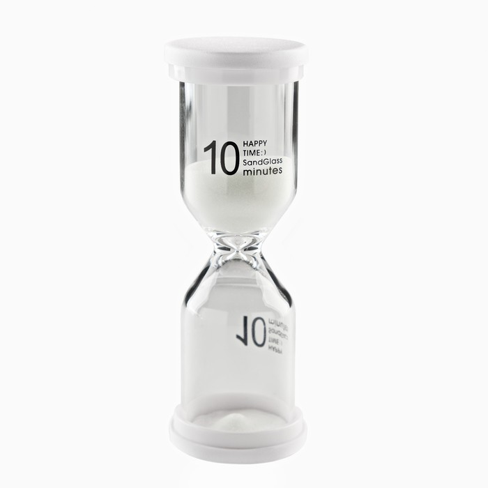Песочные часы Happy time, на 10 минут, 4 х 11 см, белые - Фото 1