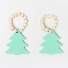 Набор новогодних колец для салфеток, 2 штуки «Ёлочка», зелёный, 6×7 см, дерево - Фото 2