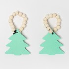 Набор новогодних колец для салфеток, 2 штуки «Ёлочка», зелёный, 6×7 см, дерево - Фото 4