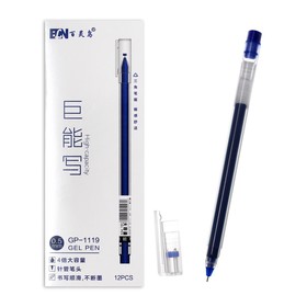 Ручка гелевая 0,5мм синяя, бесстержневая, корпус прозр треугольный, иголчатый пишущий узел