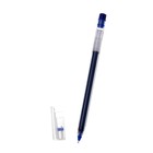 Ручка гелевая 0,5мм синяя, бесстержневая, корпус прозр треугольный, иголчатый пишущий узел - Фото 1