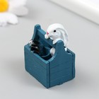 Фигурка для флорариума полистоун "Белый кролик в ящике" 5х2,8х3,2 см - фото 10718989