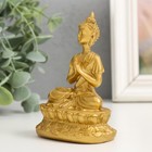 Нэцкэ полистоун золото "Медитация будды" 7х4,8х10,5 см - фото 7031882