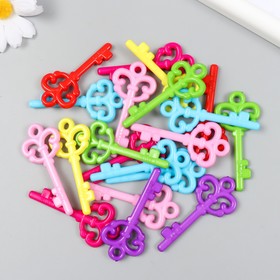 Декор для творчества пластик "Ключики цветные" набор 20 шт 0,4х2,8х6,1 см